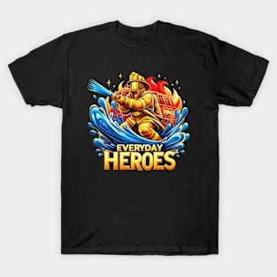 The Brave Fireman Battling the Blaze T-Shirt